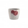 Ceramic Cachepot With Mauve Color Relief Roses - Small