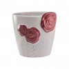 Cachepot In Ceramica Con Rose a Rilievo Color Malva - Grande
