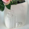 Portafoto In Ceramica Con Rose a Rilievo Bianche- 3 Scomparti