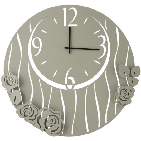 Wall Clock Roses Dove Gray...