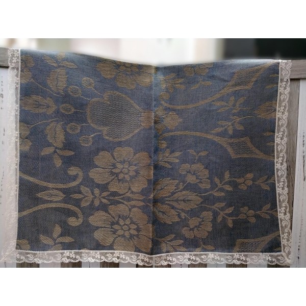 Tea Tablecloth - Tessitura Pardi - Blue and Taupe