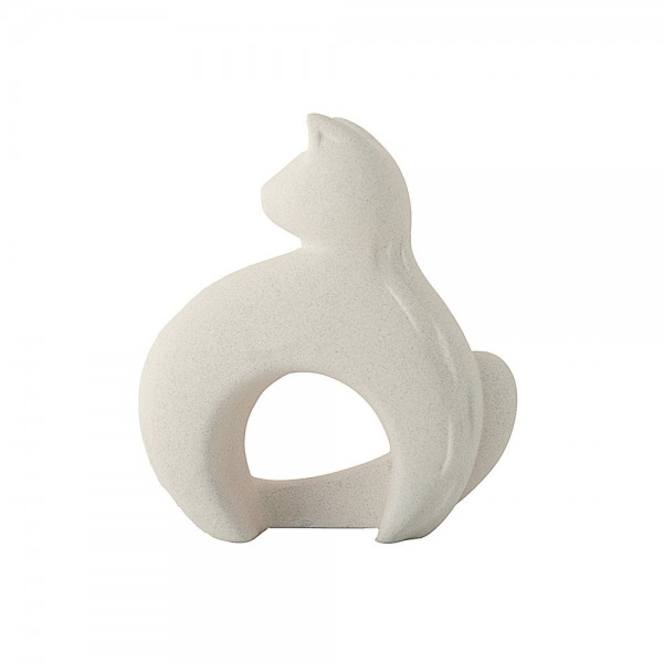 Stone Effect Ceramic Cat - White